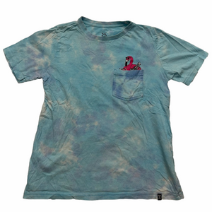 Arsenic Blue Tie-Dye Kids Shirt Flamingo Pocket Design Size Youth Large 14